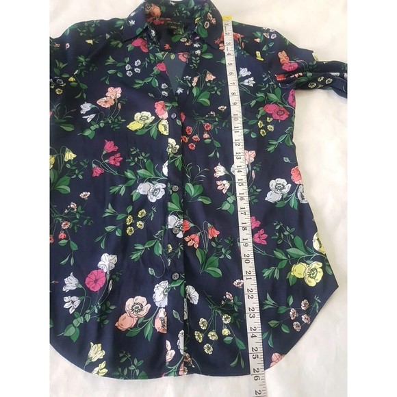 Ann Taylor Womens Blouse Top Sz XS Floral Long Sleeve Button down Collar Office - Picture 6 of 16